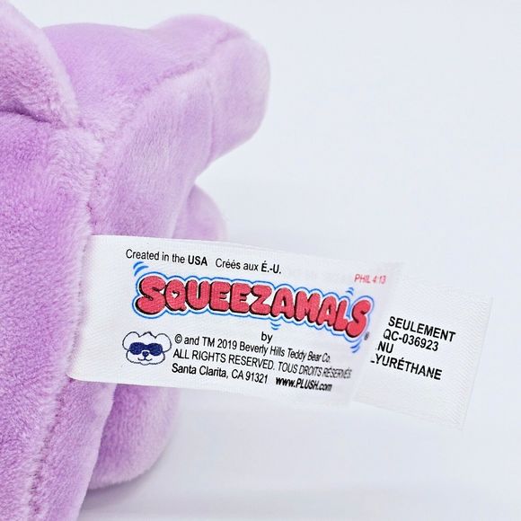 Squeezamals 3Deez Scented Slow Rise Foam Brennan Dog 4" Purple Stuffed Animal - Picture 5 of 6